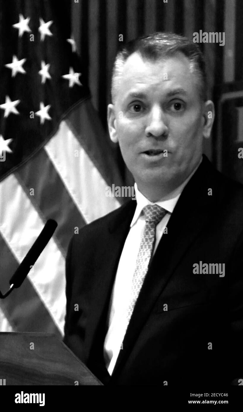 NEW YORK, NEW YORK-FEBRUARY 13, 2021: New York City Police Commissioner Dermot Shea holds press conference to updating breaking information on the recent stabbings in the subways in which two unidentified persons were killed and two others in critical conditions in separate attacks, along the A train held NYPD Police Headquarters One Police Plaza in New York City on February 13, 2021.   Photo Credit: mpi43/MediaPunch Stock Photo