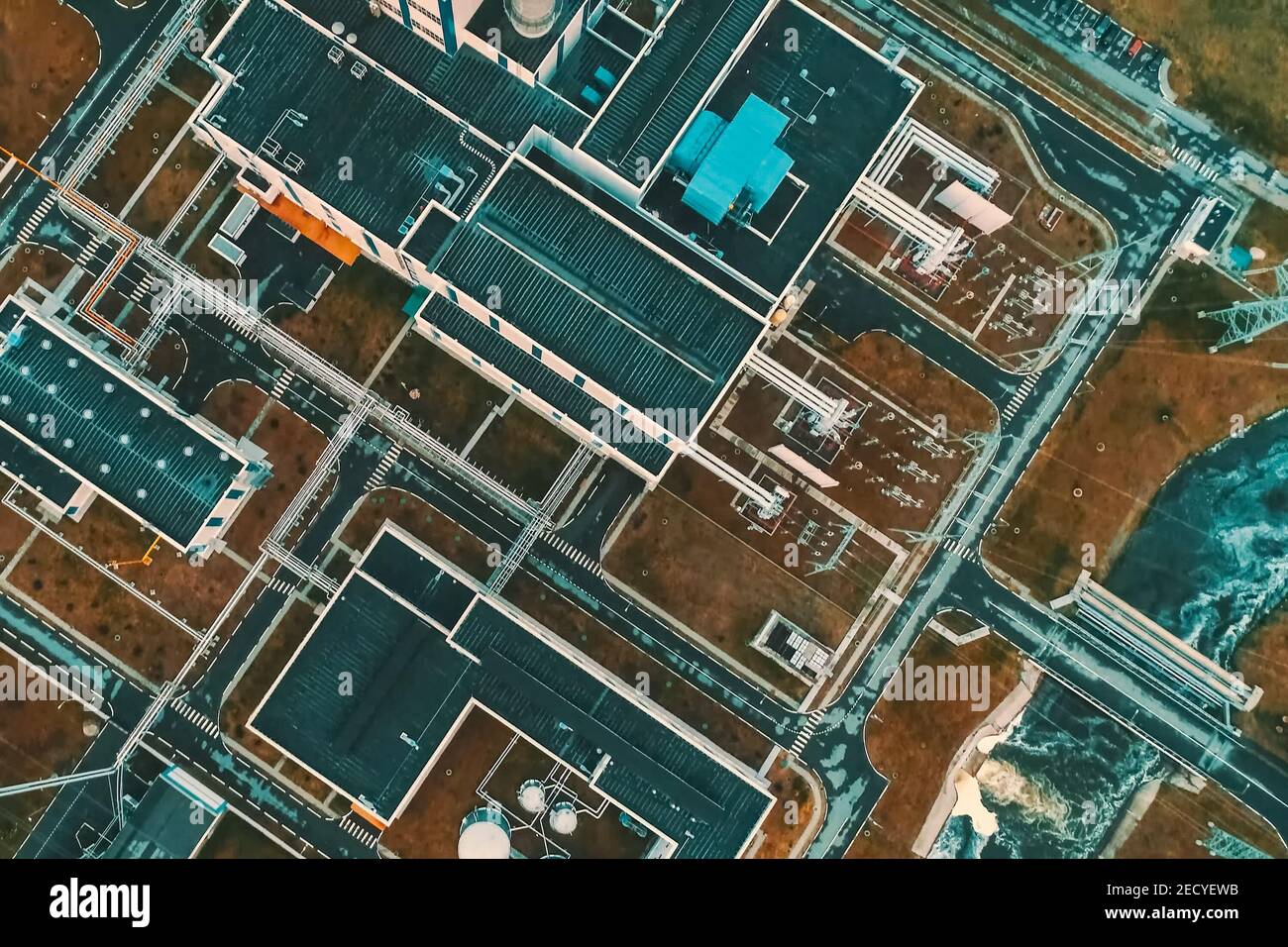 The cooling water system of a nuclear power plant. Leaking water from