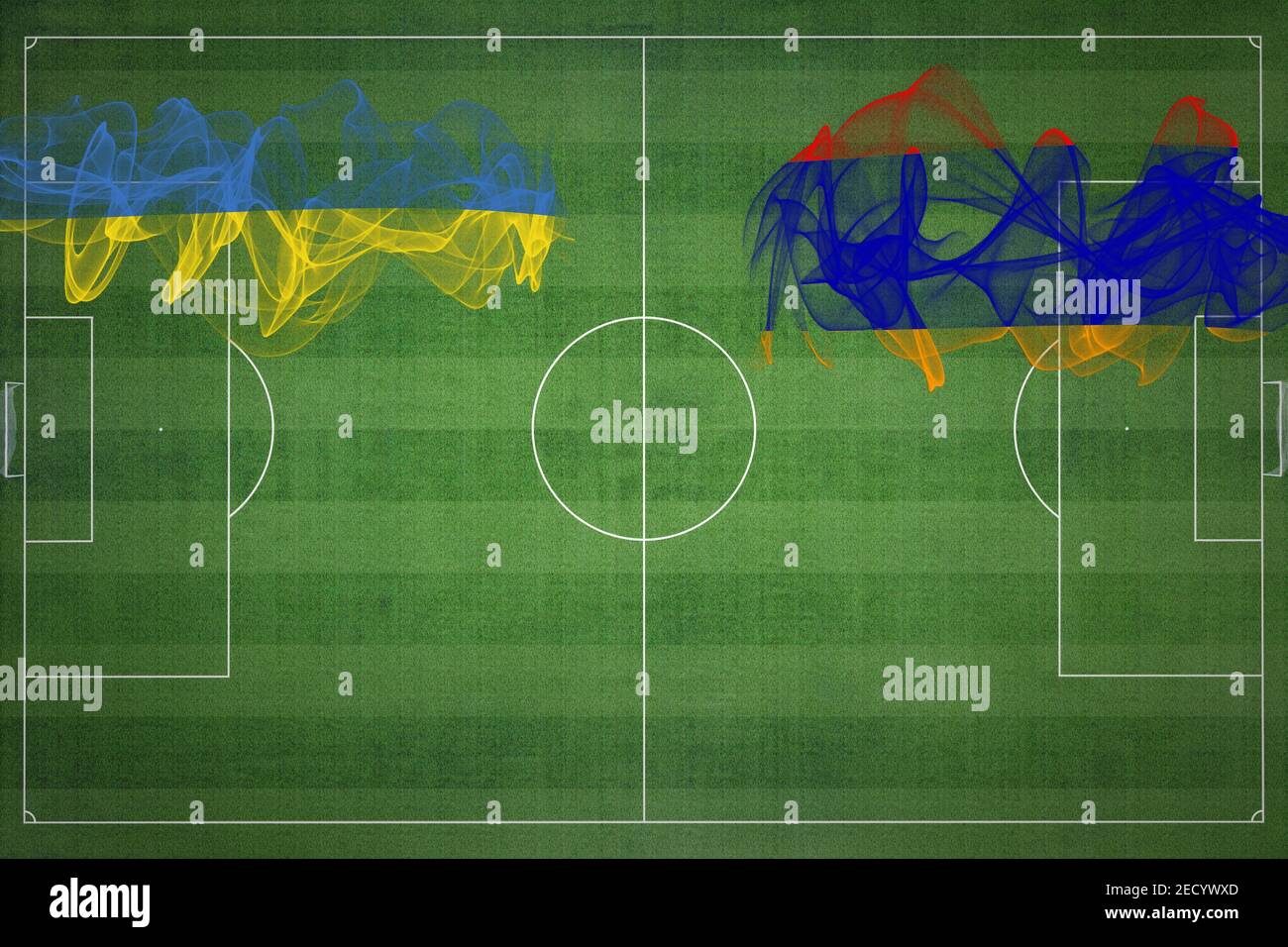 Ukraine vs Armenia Soccer Match, national colors, national flags