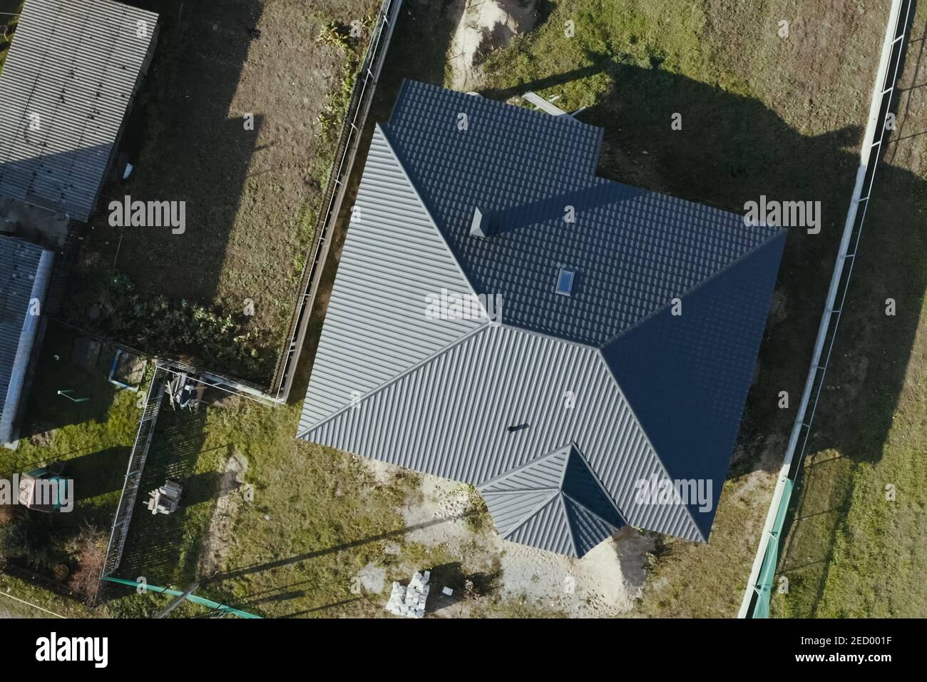 Modern roof made of metal. Corrugated metal roof and metal roofing Stock Photo Alamy