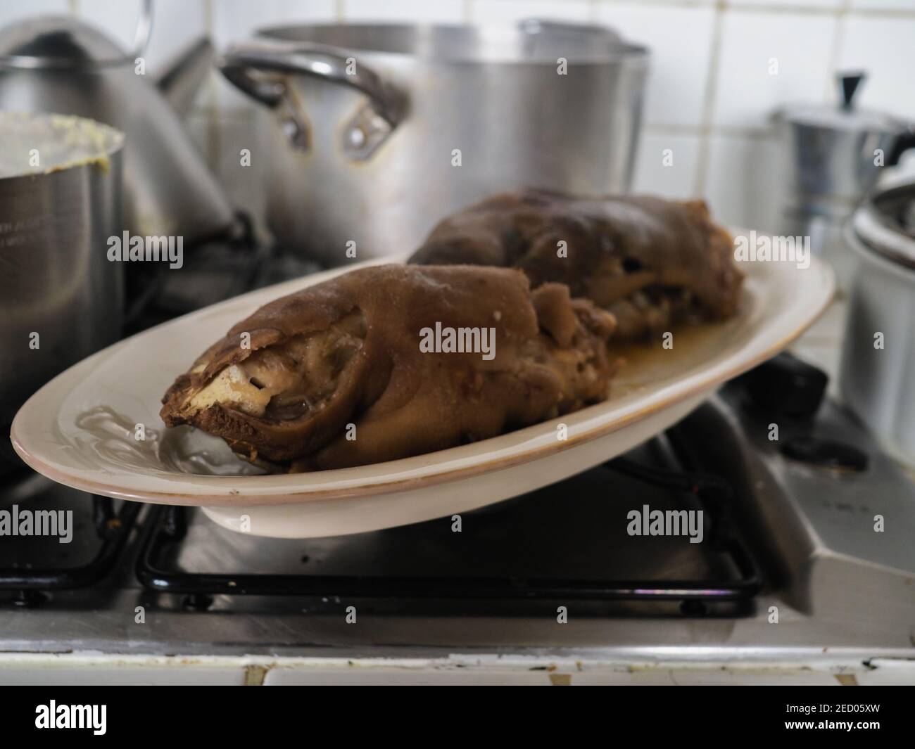 boiled pig foot Stock Photo