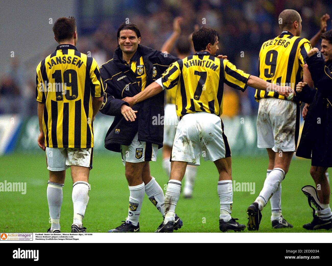 Football Dutch 1st Division Vitesse Arnhem V Ajax 15 10 00 Vitesse Arnhem S Players Celebrate A Win Mandatory Credit Action Images Michael Regan Stock Photo Alamy