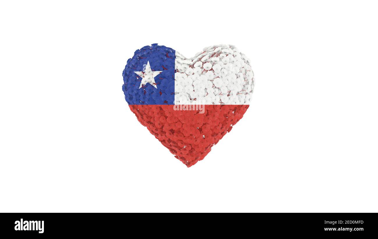 Chile National Day. September 19. Heart shape made out of flowers on