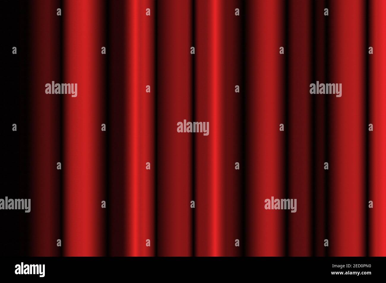 Red curtain. Vertical drapery textures. Satin fabric. Portrait background. Red-black gradient Stock Photo