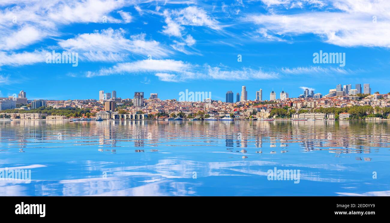 Istanbul sea panorama on the bank of the Bosphorus Straight, Turkey Stock Photo