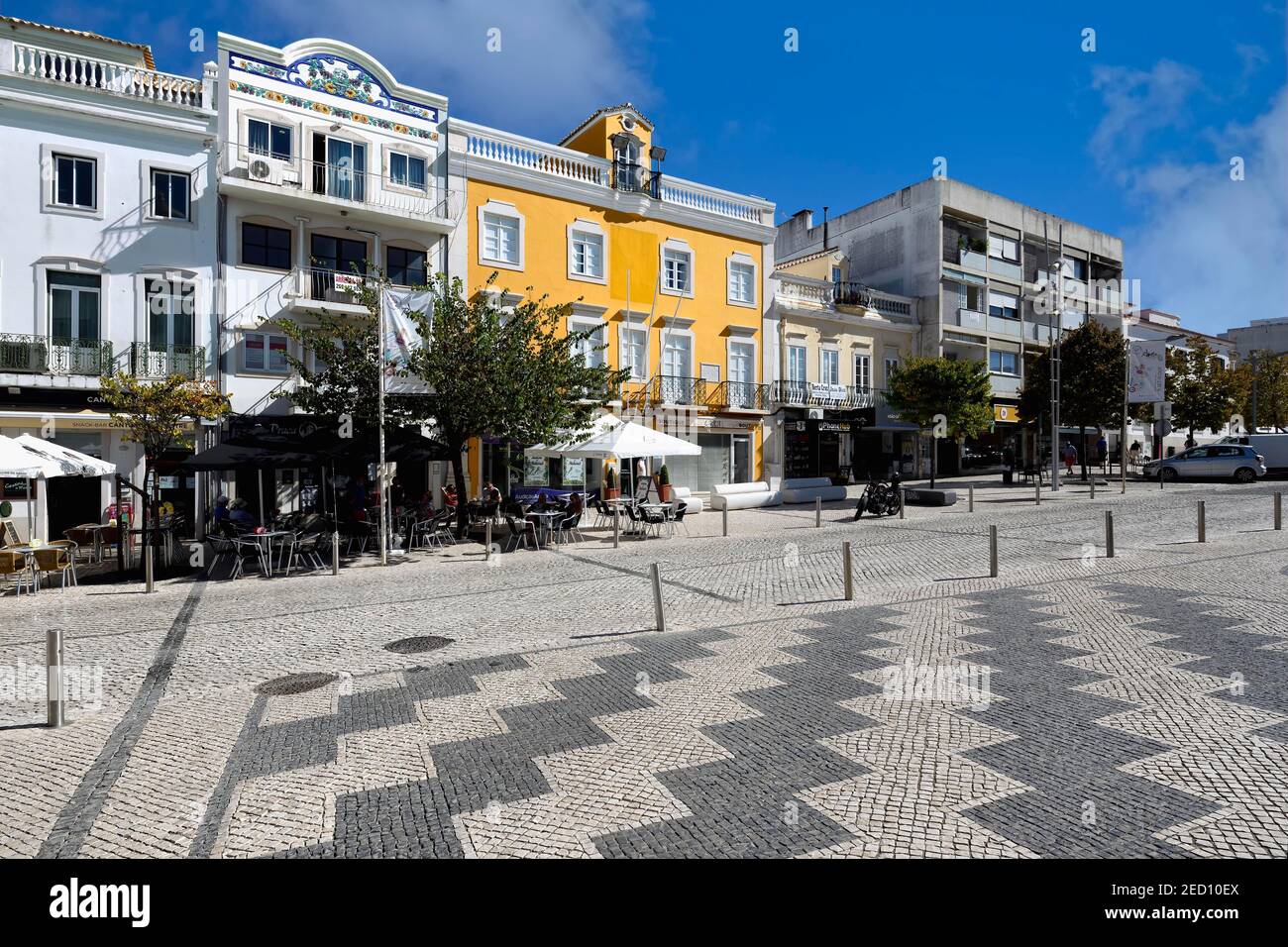 Paved shopping street, Loule, Faro district, Algarve, Portugal Stock Photo