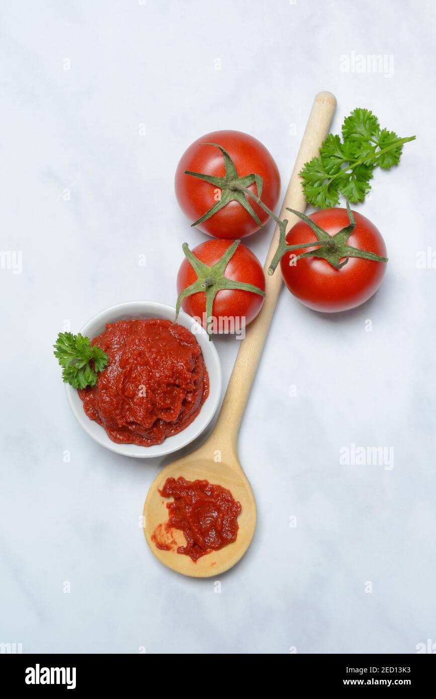 Tomato paste in skin, tomatoes, Germany Stock Photo Alamy