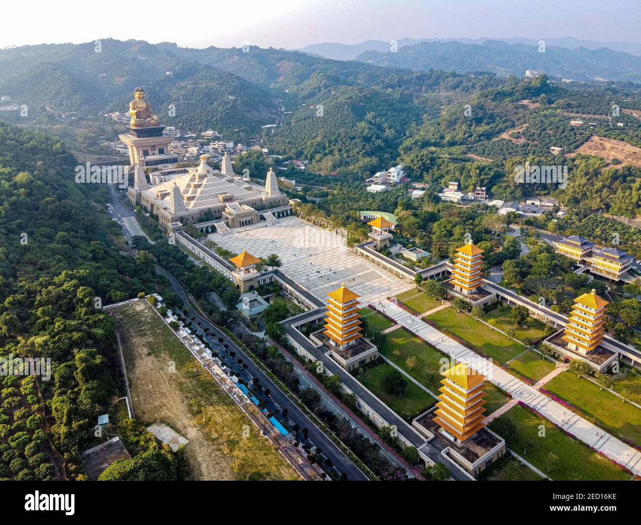 Aerial of Fo Guang Shan Monastery, Fo Gunag mountain or shan, Taiwan, Dashu District, Kaohsiung City, Taiwan Stock Photo