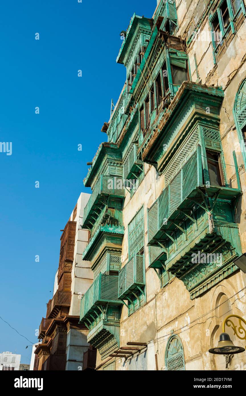 Traditional houses in the old town of Jeddah, Saudi Arabia Stock Photo