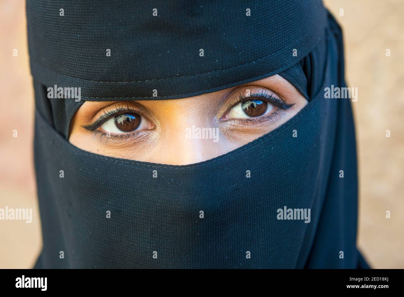 Woman with traditional Hijab, Tabuk, Saudi Arabia Stock Photo