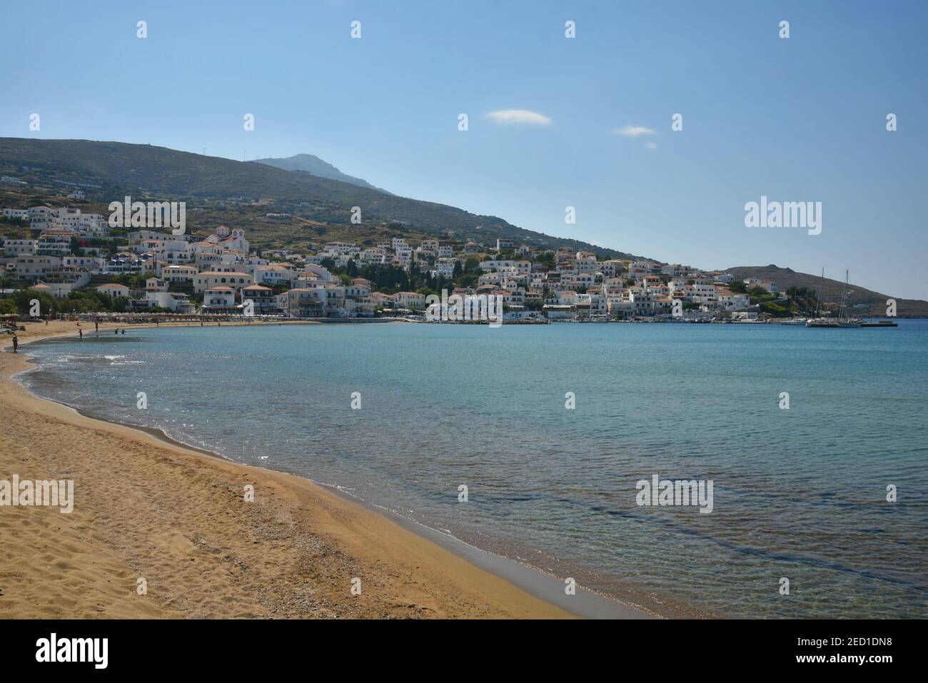 Landscape with panoramic view of Batsi, a seaside village of Andros