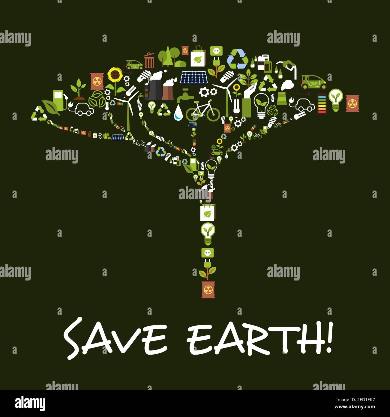 Save Earth conceptual ecology symbol in shape of tree. Green ...