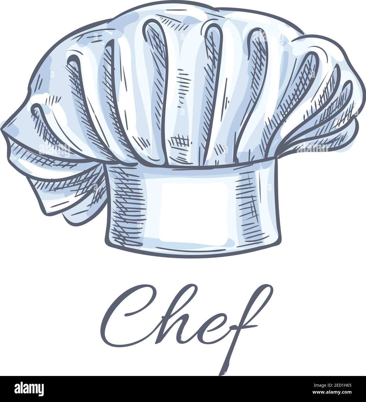 Chef hat icon. Traditional chef cook hat with folds. Vector isolated