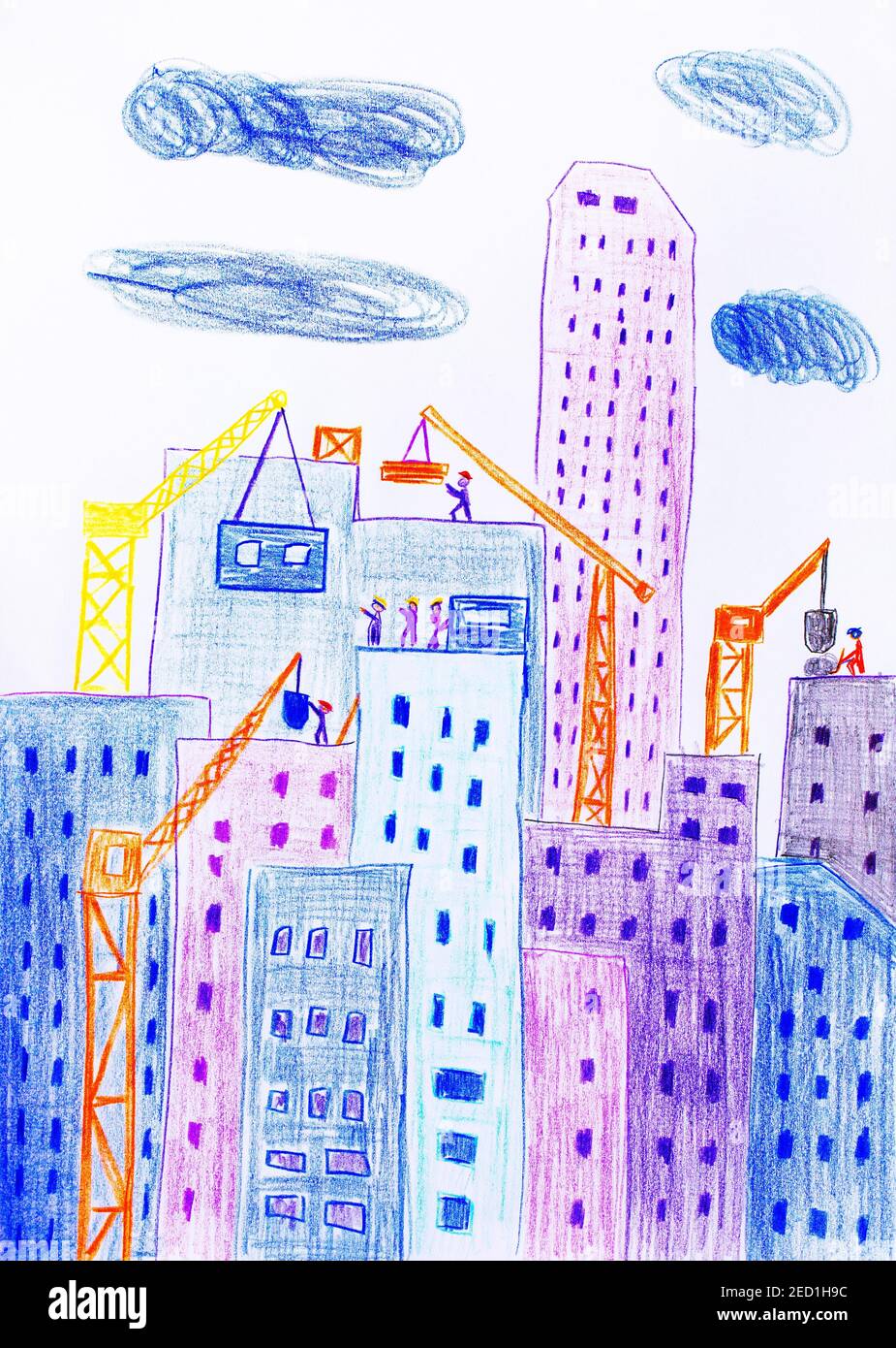 https://c8.alamy.com/comp/2ED1H9C/naive-illustration-childrens-drawing-construction-workers-building-a-high-rise-austria-2ED1H9C.jpg