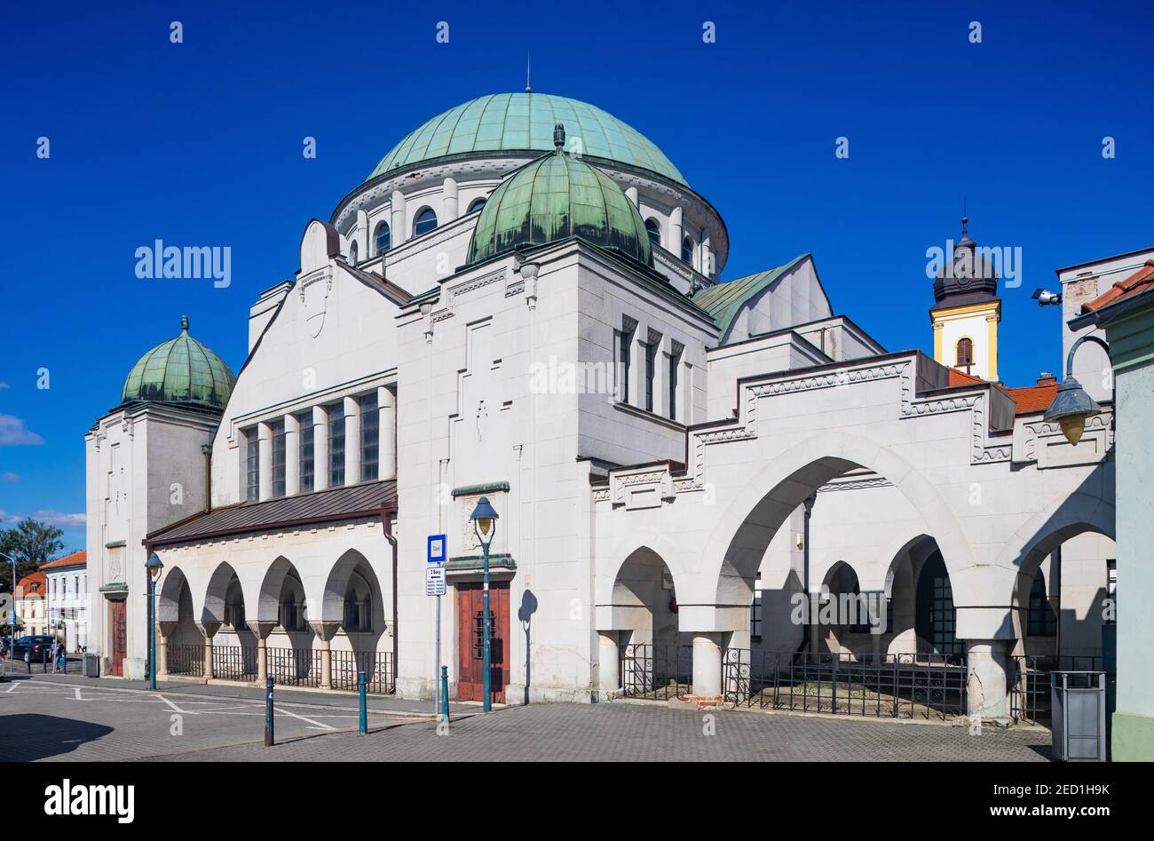 Jewish synagogue on the main square, Trencin, Slovakia Stock Photo