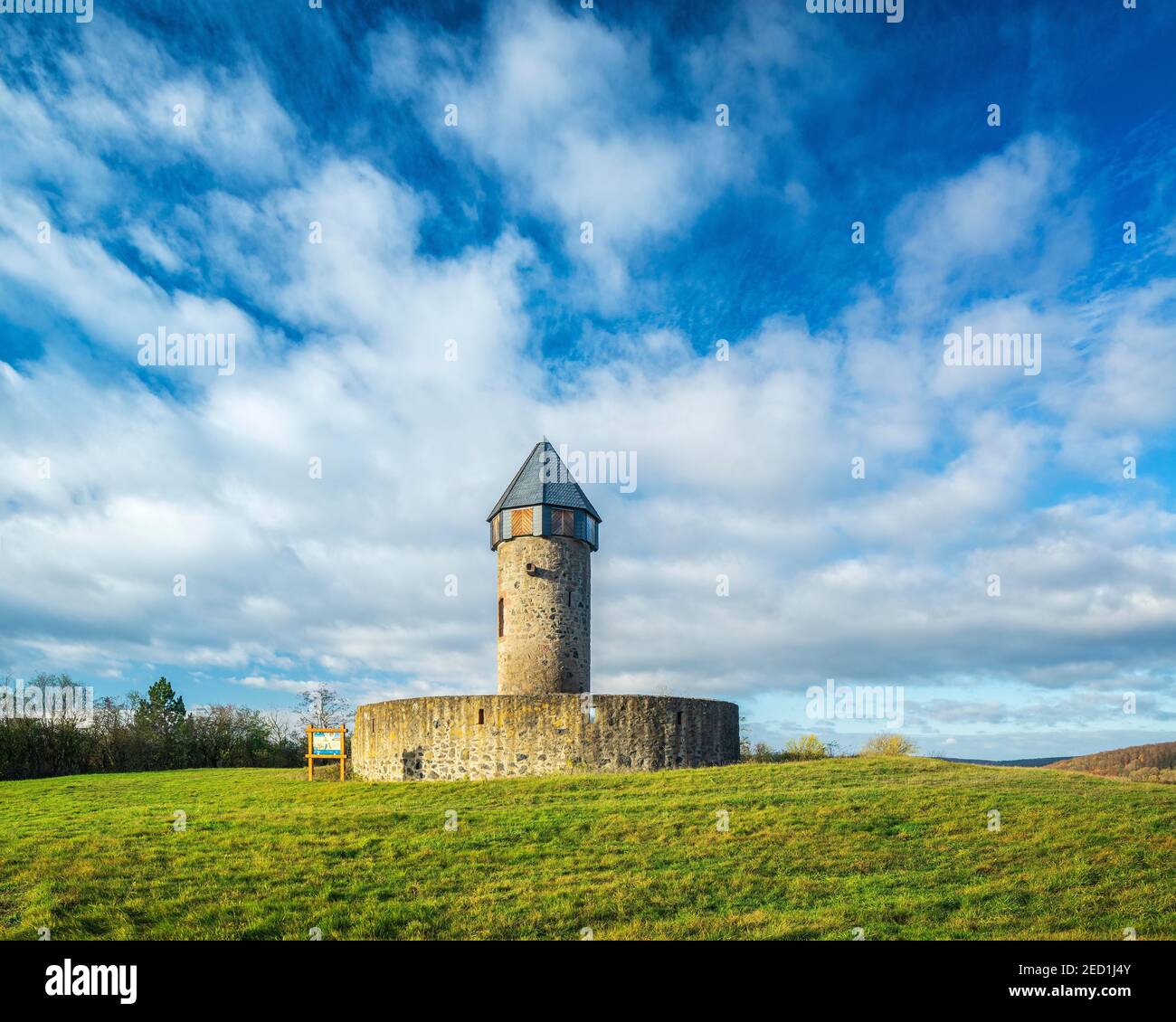 Hellenwarte, medieval watchtower with fly yard, Fritzlar, Hesse, Germany Stock Photo