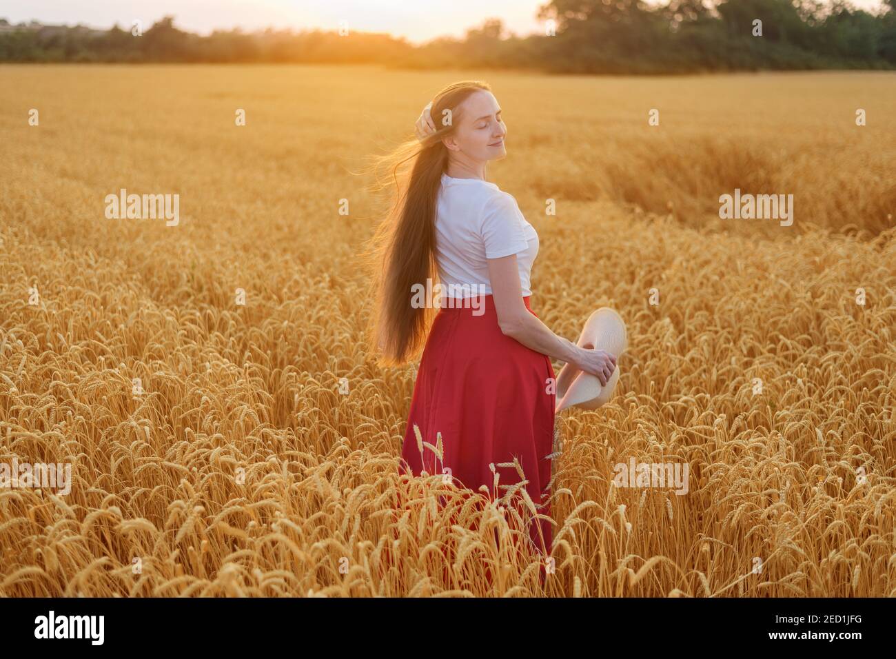 Cheerful woman red hair walks hi-res stock photography and images - Alamy