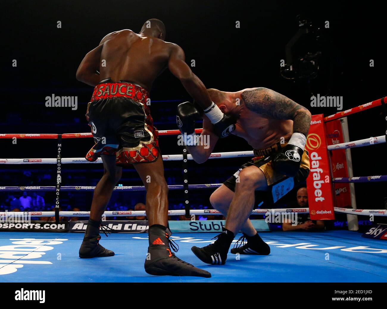 Britain Boxing - Lawrence Okolie v Lukas Rusiewicz - SSE Hydro, Glasgow,  Scotland - 15/4/17 Lawrence Okolie knocks down Lukas Rusiewicz Action  Images via Reuters / Peter Cziborra Livepic EDITORIAL USE ONLY Stock Photo  - Alamy