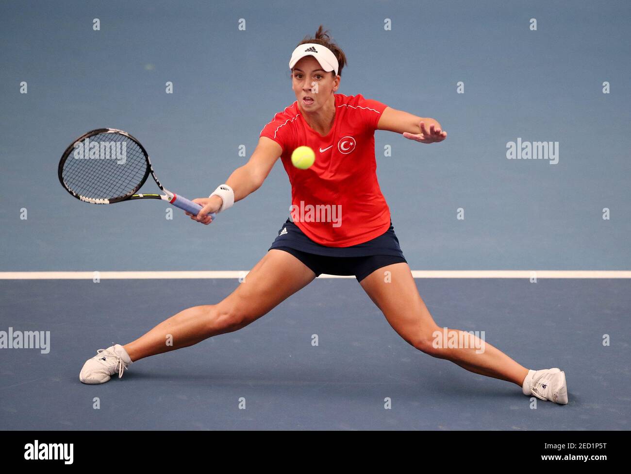 Tennis - Fed Cup - Europe/Africa Group I - Pool B - Croatia v Turkey -  University of Bath, Bath, Britain - February 6, 2019 Turkey's Pemra Ozgen  in action during her