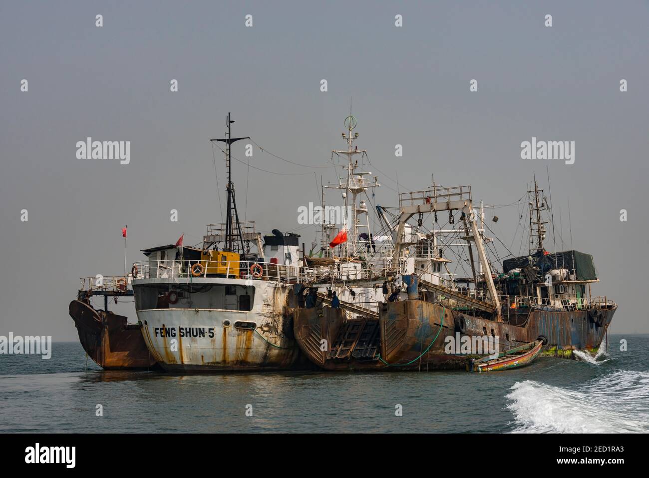 Chinese fishing boats in Freetown, Sierra Leone Stock Photo