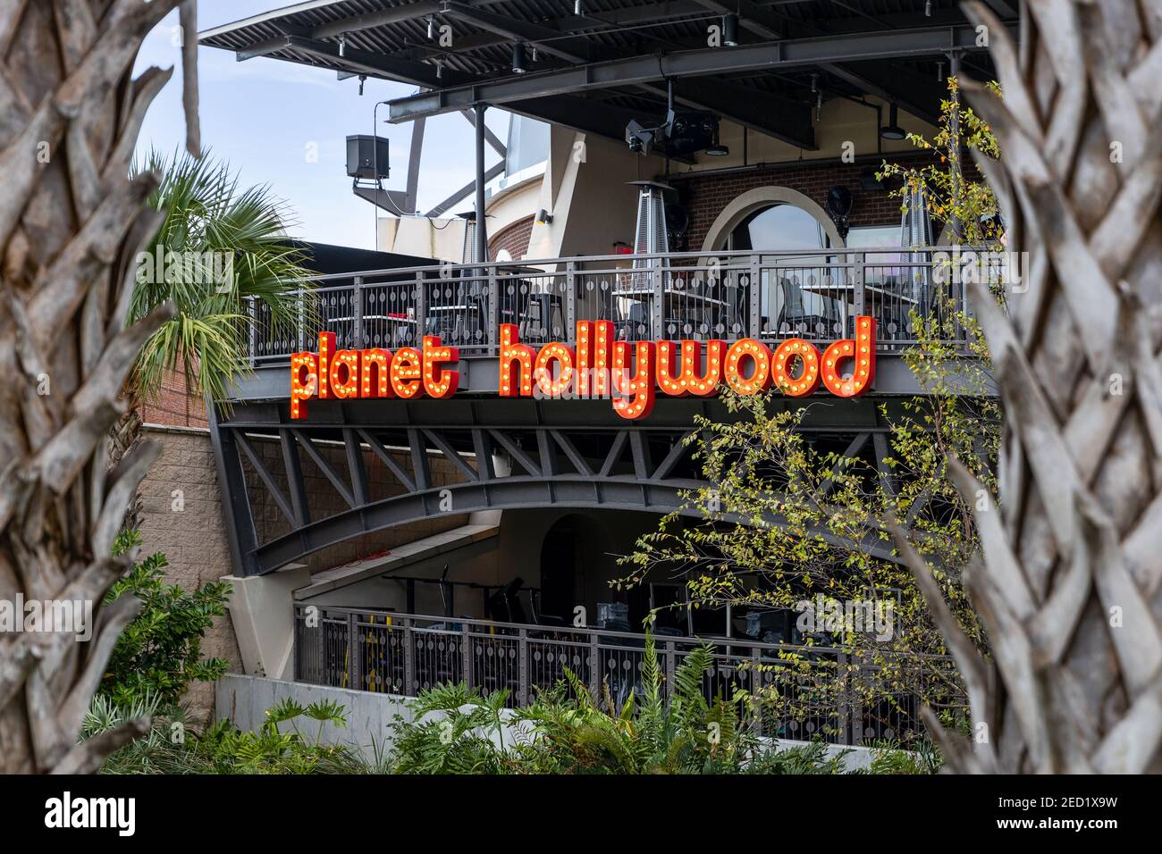 The exterior of Planet Hollywood where there's a restaurant, entertainment, and memorabilia. Stock Photo