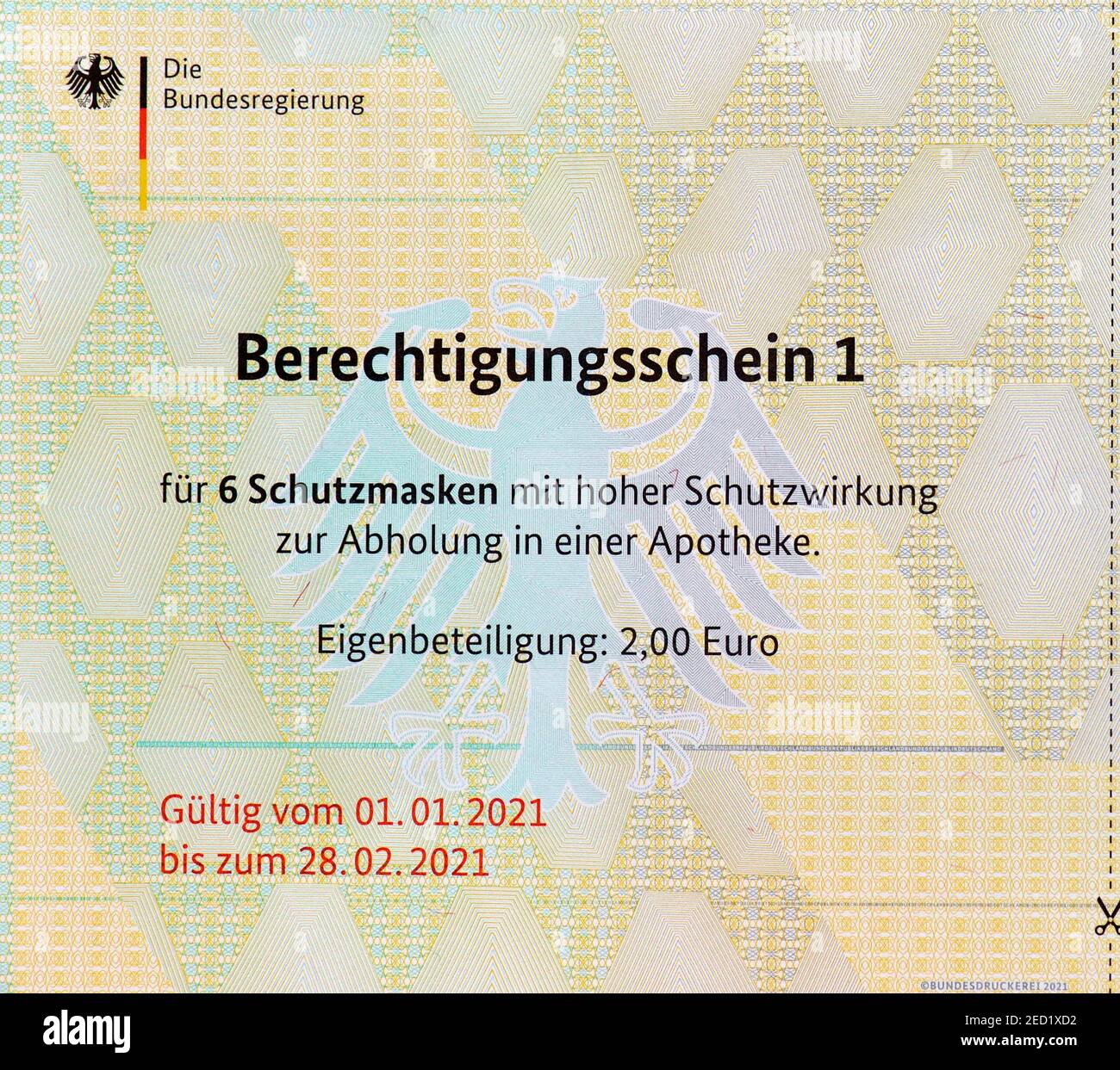 Authorization certificates for FFP-2 masks, Corona crisis, Stuttgart, Baden-Wuerttemberg, Germany Stock Photo