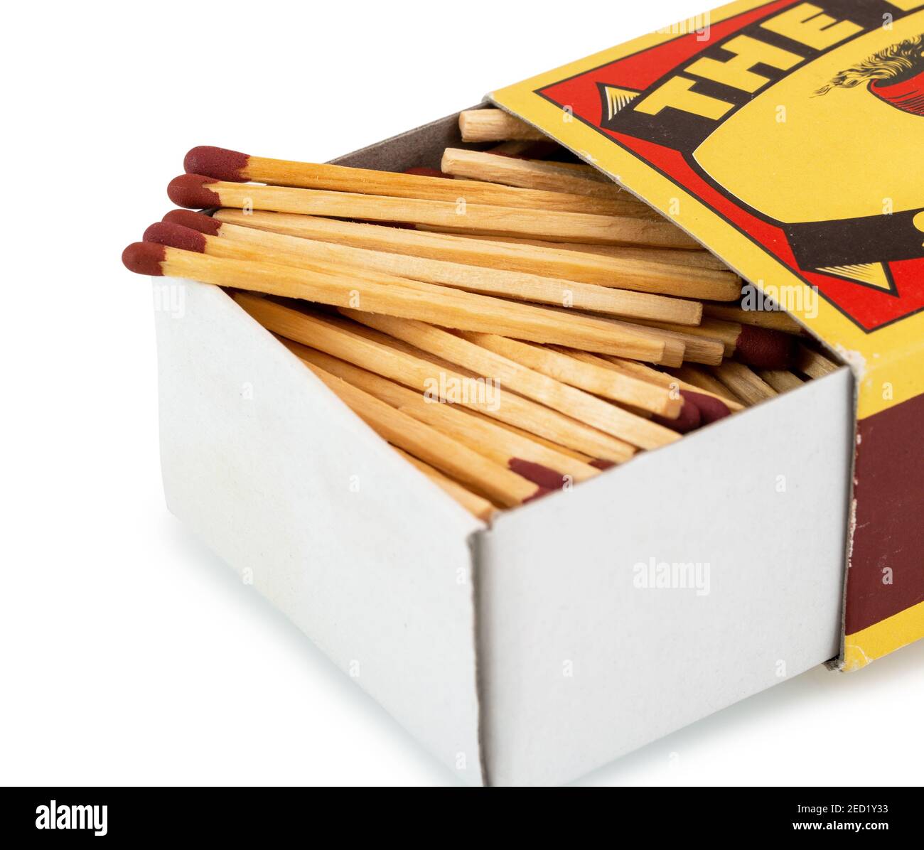 Vintage cardboard matchbox with matches isolated on white background with  clipping path. Matches in open match-box on white underlay - retro style  Stock Photo - Alamy