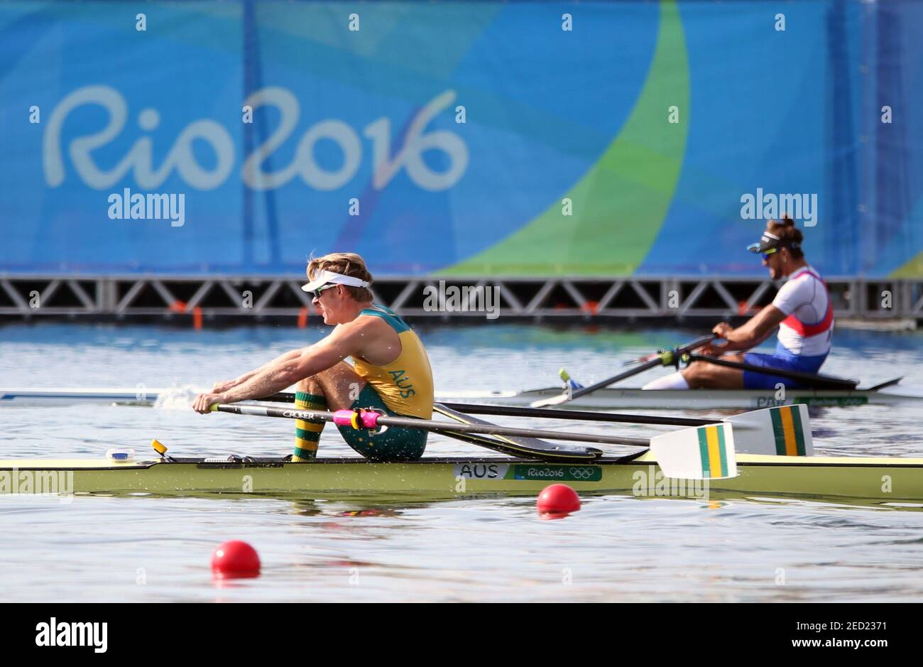 2016 Rio Olympics - Rowing - Preliminary - Men's Single Sculls Heats - Lagoa Stadium - Rio De Janeiro, Brazil - 06/08/2016. Rhys Grant (AUS) of Australia competes. REUTERS/Carlos Barria FOR EDITORIAL USE ONLY. NOT FOR SALE FOR MARKETING OR ADVERTISING CAMPAIGNS.   Picture Supplied by Action Images Stock Photo