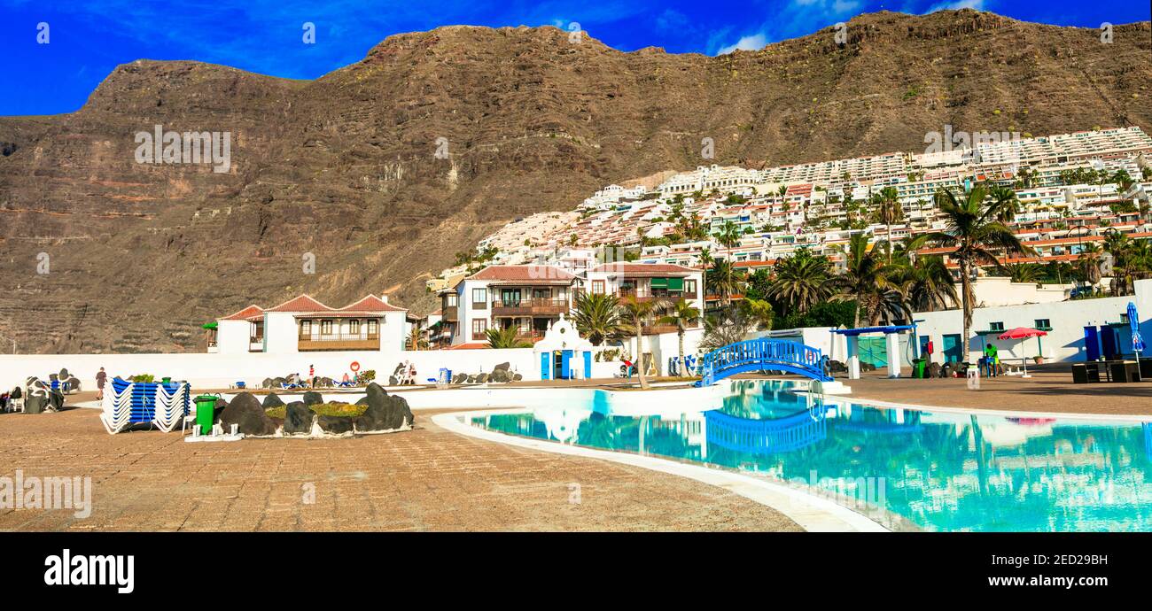 Tenerife island, Los Gigantes, publick swim pool.  Canary islands, jan 2018 Stock Photo