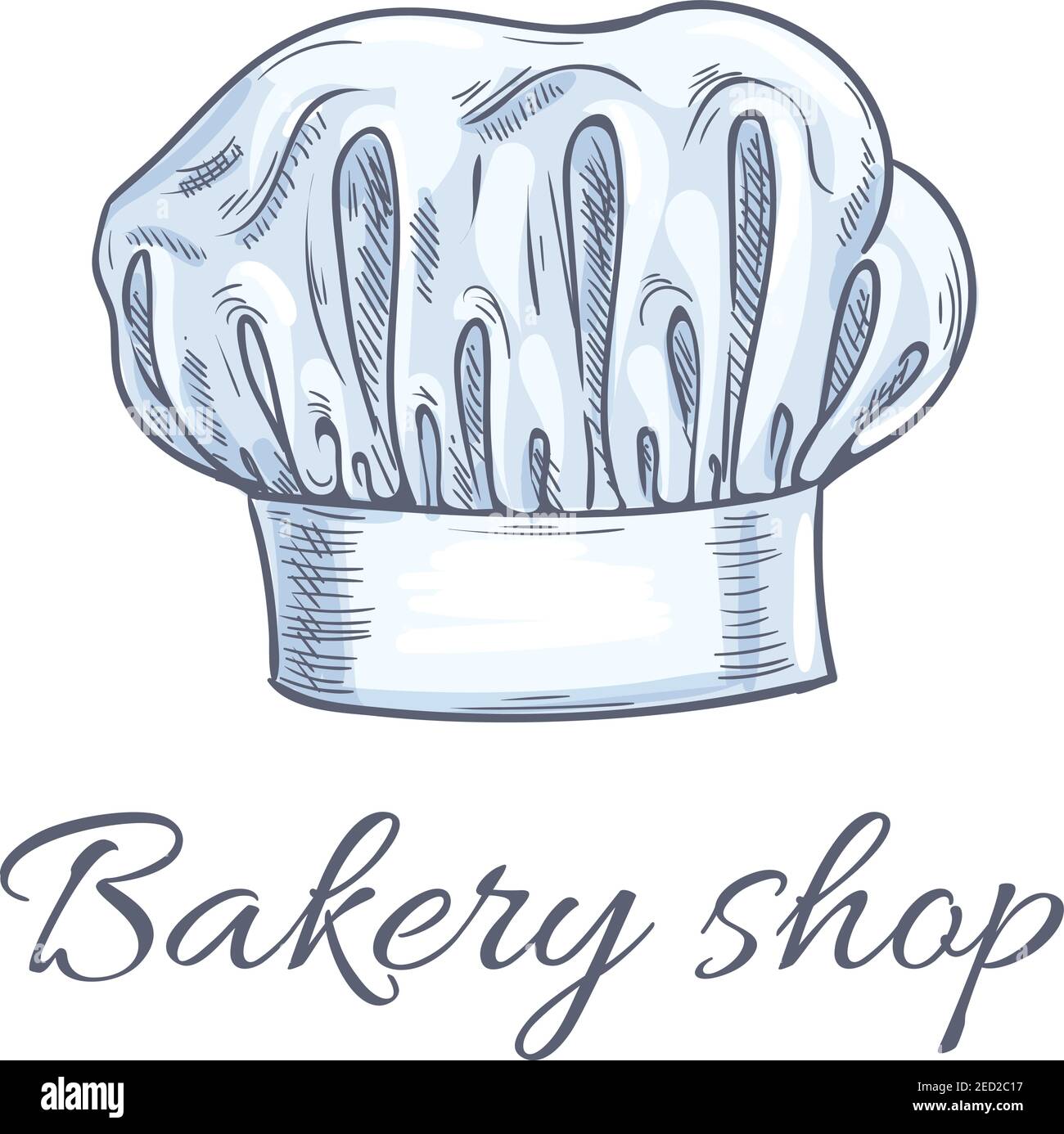 Bakery shop emblem of baker chef toque hat. Traditional chef hat with