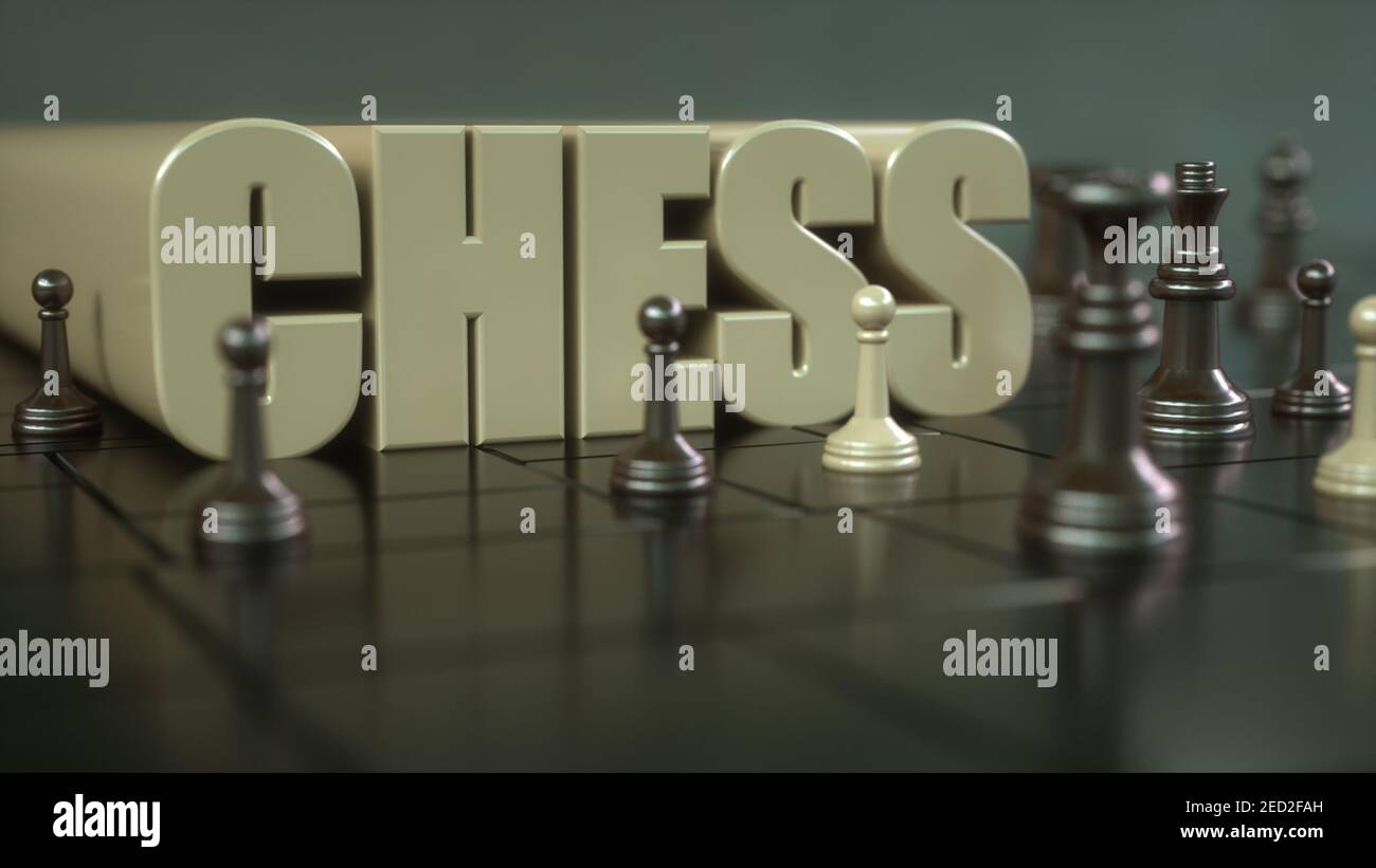 3d render. Chess board and pieces Stock Photo