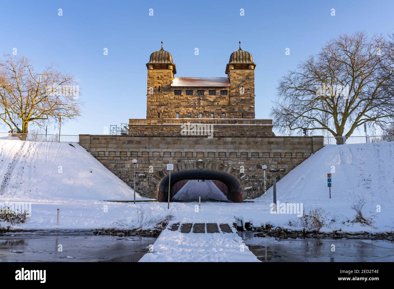 Alte Schleuse am Schleusenpark Waltrop, Nordrhein-Westfalen, Deutschland, Europa | Old lock, Waltrop Lock Park, North Rhine-Westphalia, Germany, Europ Stock Photo