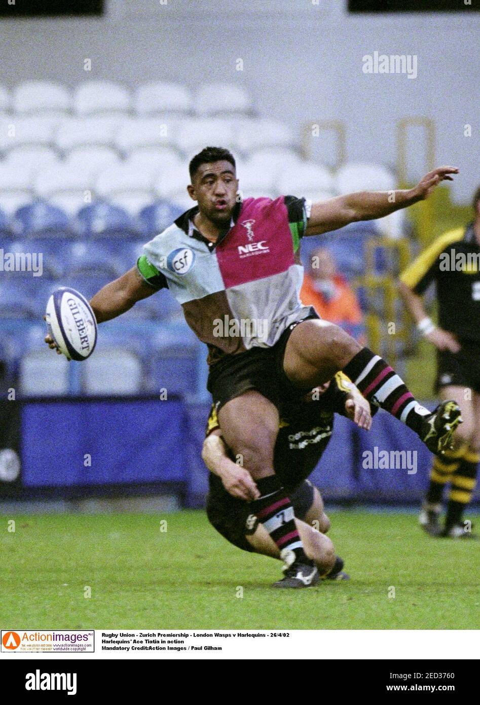 Rugby Union Zurich Premiership London Wasps V Harlequins 26 4 02 Harlequins Ace Tiatia In Action Mandatory Credit Action Images Paul Gilham Stock Photo Alamy