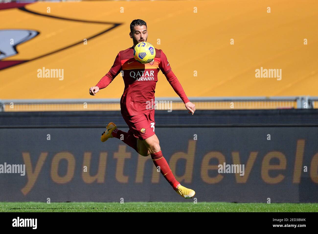 Leonardo Spinazzola of AS Roma seen in action during the Italian Football  Championship League A 2020/2021 match between AS Roma vs Udinese Calcio at  the Olimpic Stadium in Rome.(Final score; AS Roma