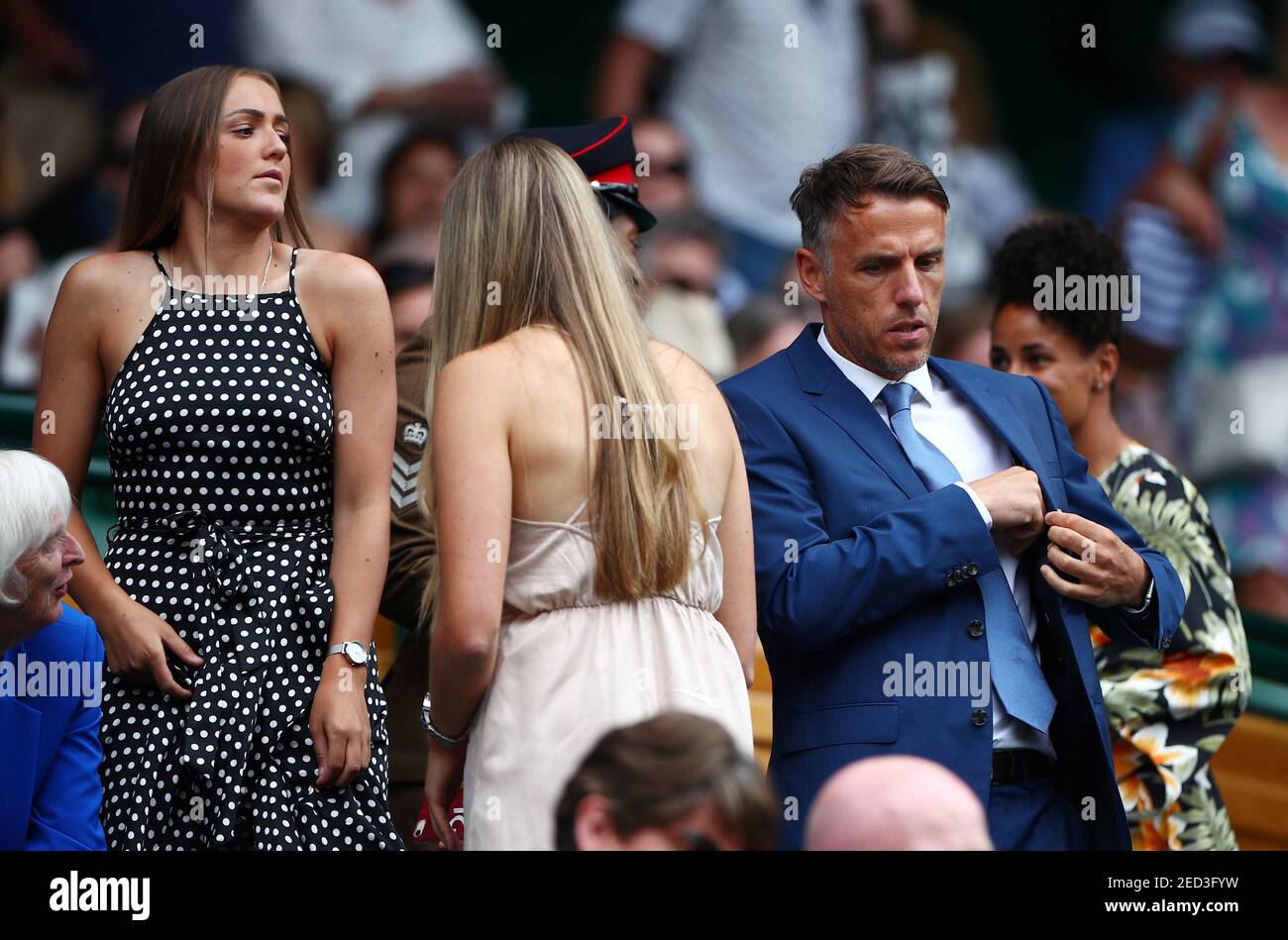 Tennis - Wimbledon - All England Lawn Tennis and Croquet Club, London, Britain - July 9, 2019  England women's manager Phil Neville in the Royal Box before the start of play on centre court  REUTERS/Hannah McKay Stock Photo