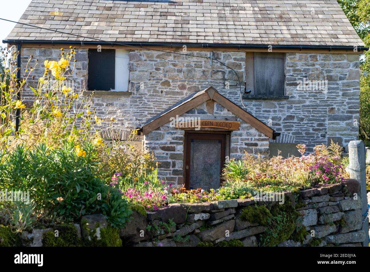 Welsh Hill Farm being restored, Blorenge Mountain, Monmouthshire, Wales, UK Stock Photo