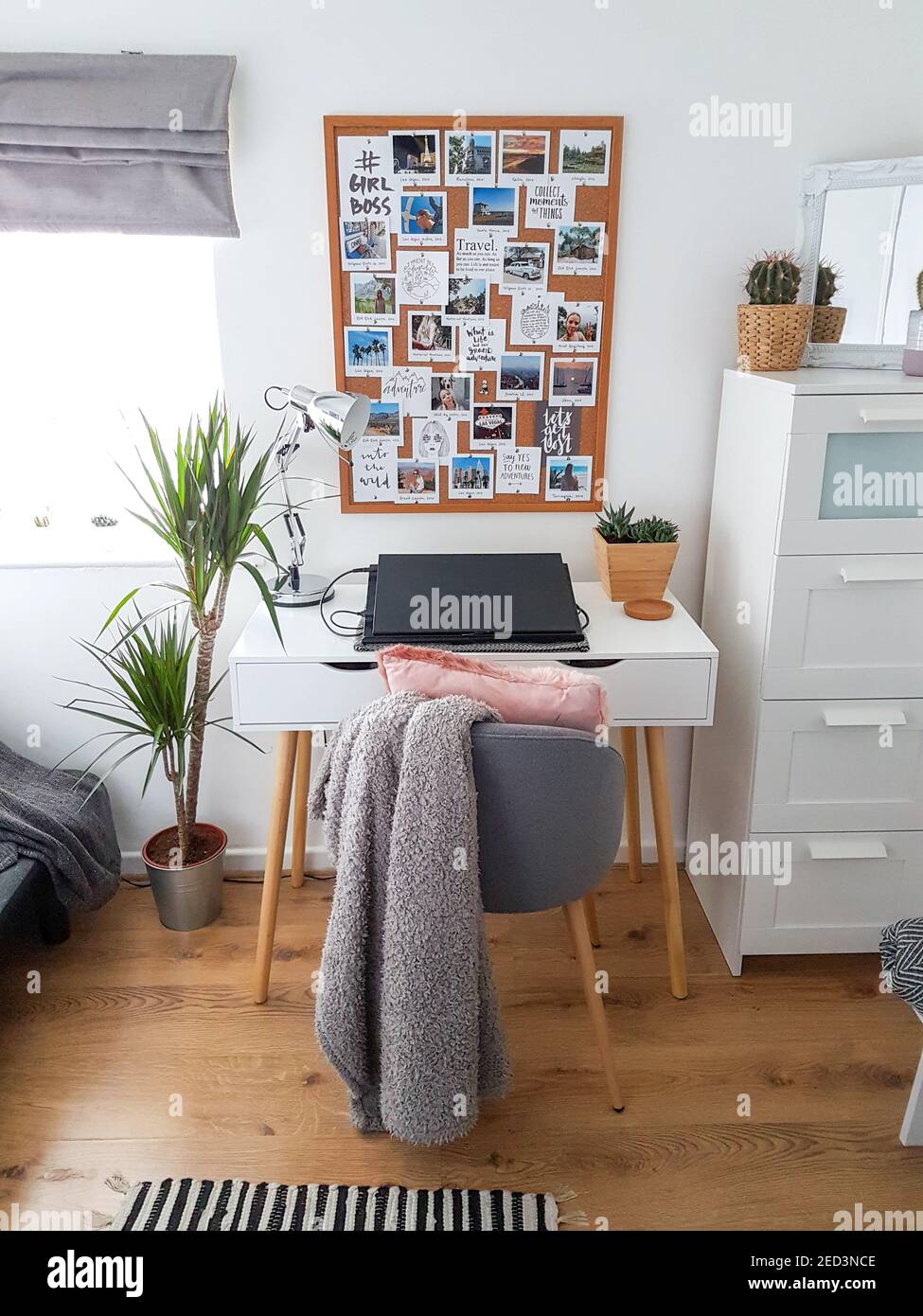 Small Scandinavian inspired study room, home office, interior design,  plants Stock Photo - Alamy