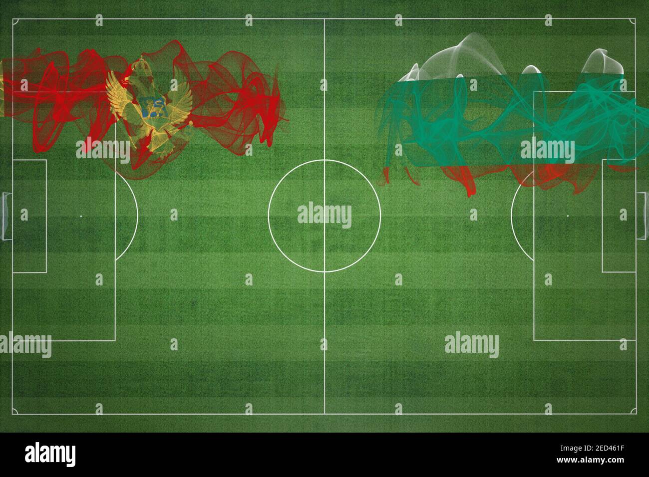 Montenegro vs Bulgaria Soccer Match, national colors, national flags
