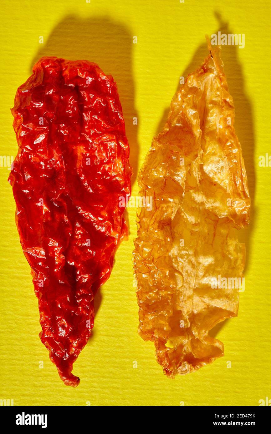 Dried ghost pepper Stock Photo