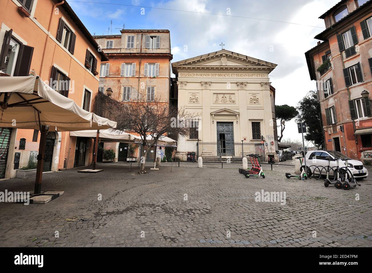 Piazza di San Giovanni della Malva, Trastevere, Rome, Italy Stock Photo