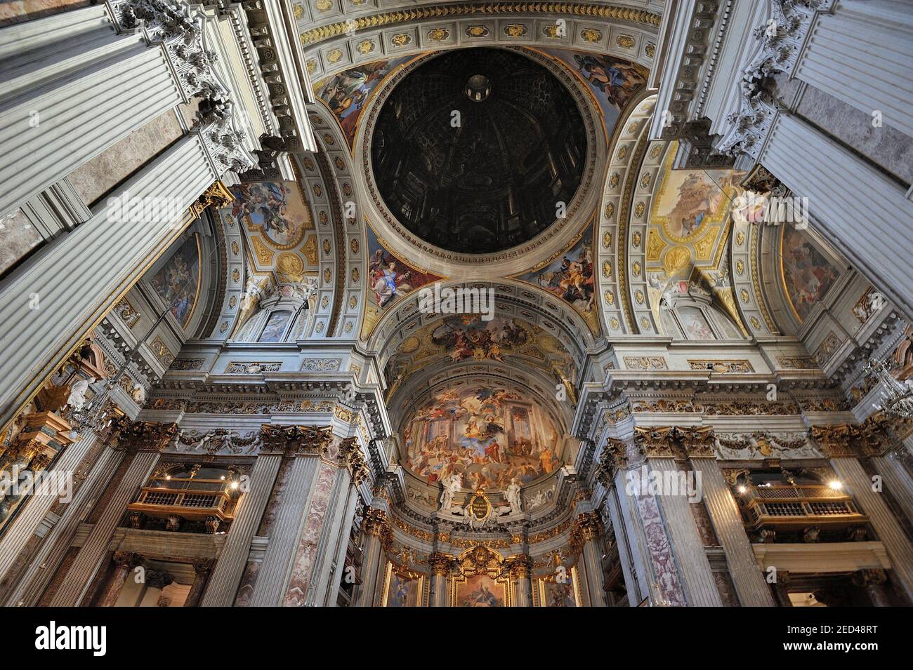 Italy, Rome, church of Sant'Ignazio (St Ignatius), fake dome, ceiling paintings (Andrea Pozzo, 17th century) Stock Photo