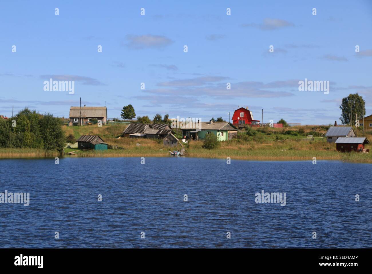 Remote Villages and Houses near Kizhi, Russia Stock Photo