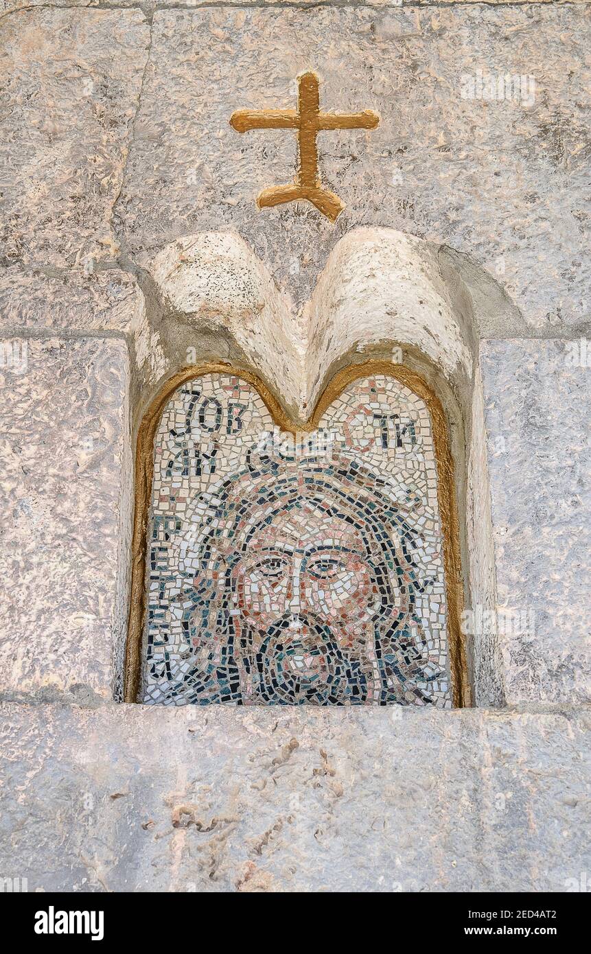 St Jovan, also known as St John, Mozaic over door entrance of church, Bogisici, Kotor Bay Stock Photo