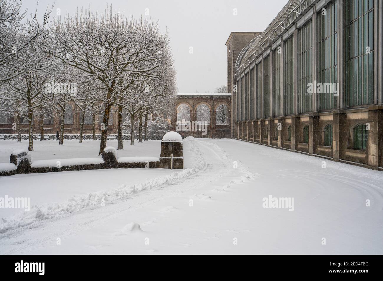 Bayerische Staatskanzlei / Bavarian Government on a snowy Day, Munich Stock Photo