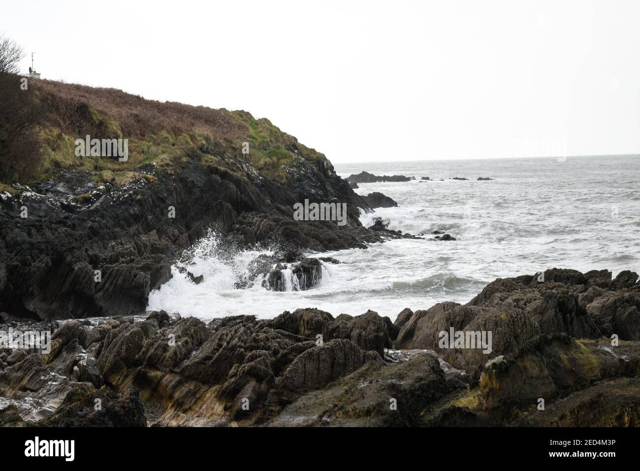 Shanvalla, West Cork, Ireland. 14th Feb, 2021.High winds as the yellow weather warning is still in place around the County Cork. Credit: ND News/Alamy Live News Stock Photo