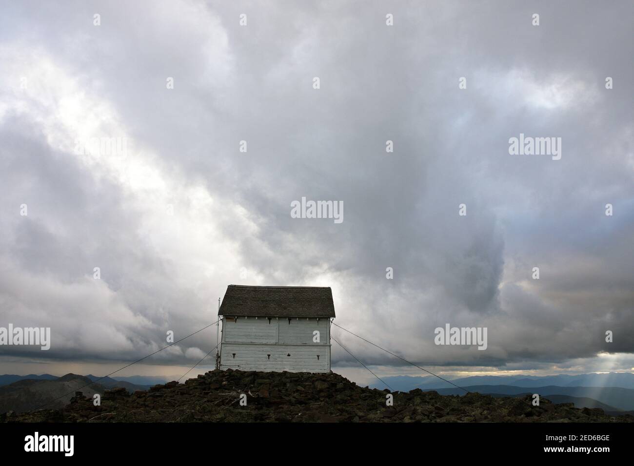 Northwest Peak lookout cabin during stormy weather in late summer