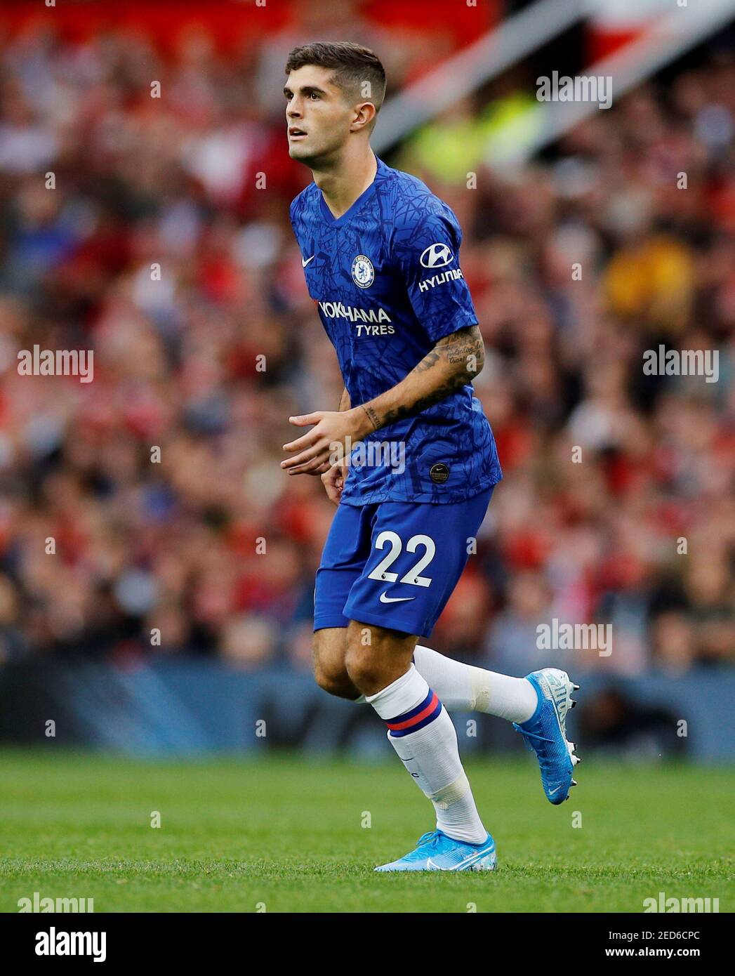 Soccer Football - Premier League - Manchester United v Chelsea - Old Trafford, Manchester, Britain - August 11, 2019  Chelsea's Christian Pulisic during the match   REUTERS/Phil Noble  EDITORIAL USE ONLY. No use with unauthorized audio, video, data, fixture lists, club/league logos or 'live' services. Online in-match use limited to 75 images, no video emulation. No use in betting, games or single club/league/player publications.  Please contact your account representative for further details. Stock Photo