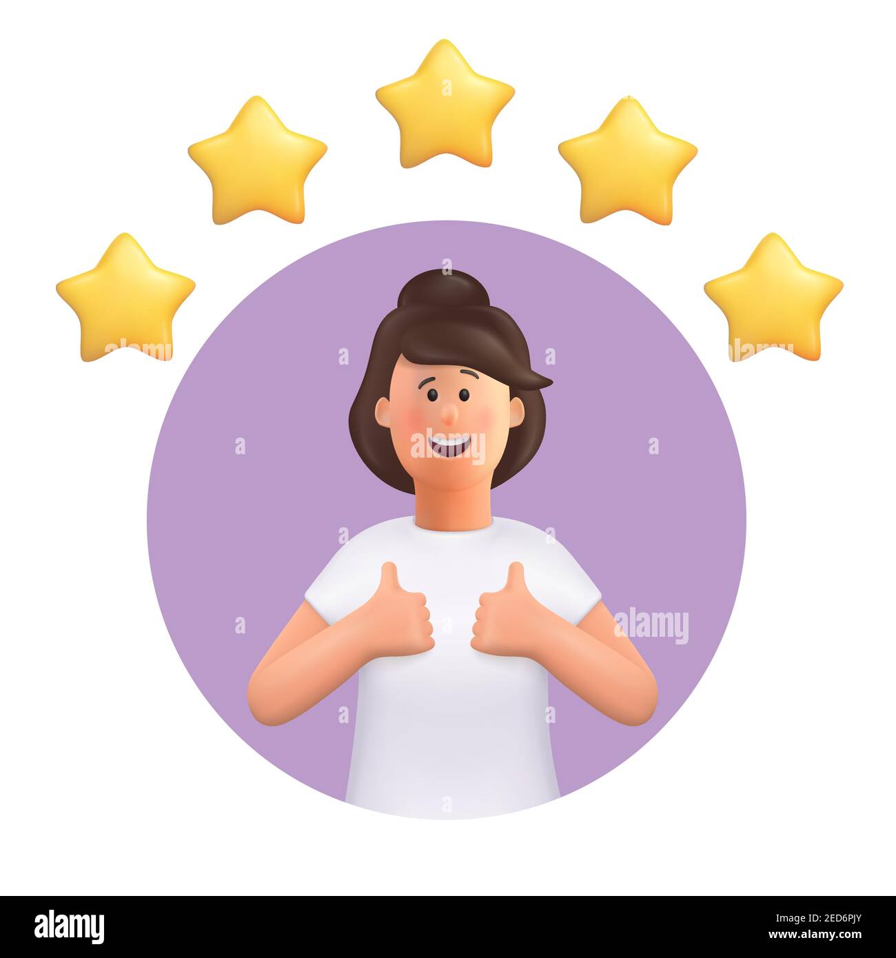 3D cartoon character. Young woman making good sign, shows gesture cool.  Customer review rating and client feedback concept. Smiling cute brunette  girl Stock Vector Image & Art - Alamy