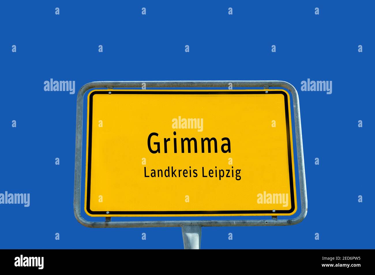 Entrance sign to Grimma in Saxony germany Stock Photo
