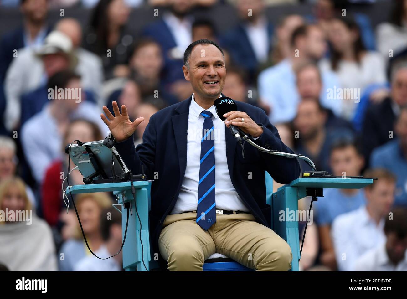 Tennis - ATP 500 - Fever-Tree Championships - The Queen's Club, London,  Britain - June 23, 2019 Chair umpire Mohamed Lahyani during the match  Action Images via Reuters/Tony O'Brien Stock Photo - Alamy